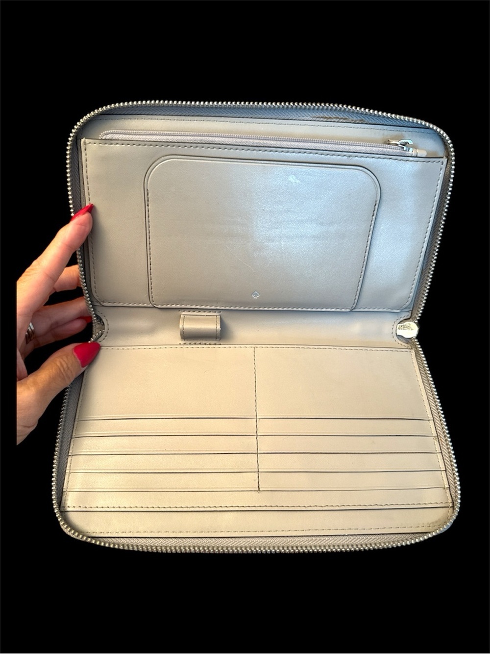 kate spade Neutral Taupe Saffiano Zip Wallet - Picture 3 of 5
